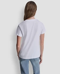 Dkny Jeans Women's Rhinestone Graffiti Logo Crew Neck T-Shirt