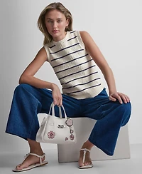 Dkny Jeans Women's Sleeveless Crew Neck Striped Sweater