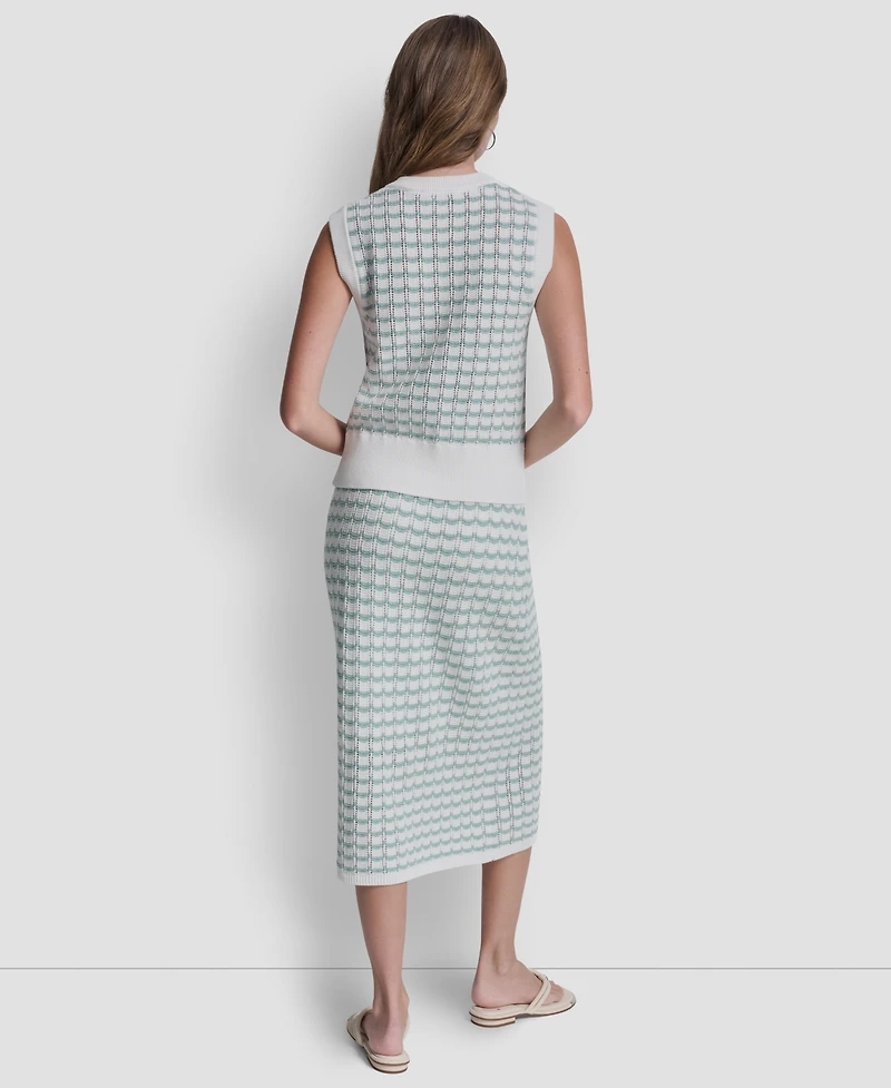 Dkny Jeans Women's Sleeveless Button-Front Crewneck Sweater