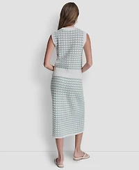 Dkny Jeans Women's Sleeveless Button-Front Crewneck Sweater