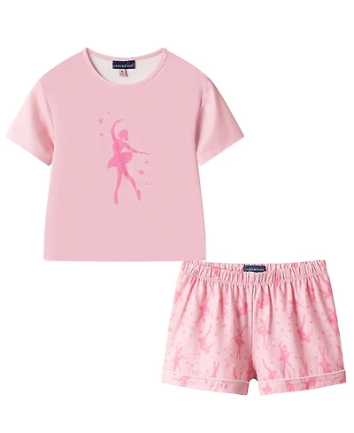 Andy & Evan Girls' Toddler 2T-4T Short-Sleeve T-Shirt and Shorts, 2-Piece Pajama Set