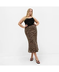 City Chic Women's Kyra Leopard Print Midi Skirt