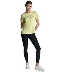 Dkny Sport Women's Rhinestone Varsity Logo Relaxed Fit Pull-On T-Shirt