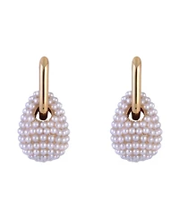 Launry by Shelli Segal Gold Tone Huggie Hoop Earrings with Pave Pearl Drop