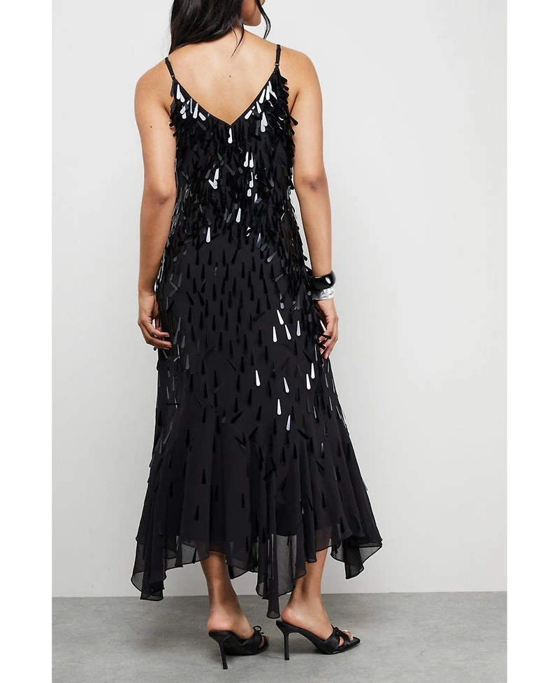 Warehouse Women's Premium Teardrop Embellished Midi Dress
