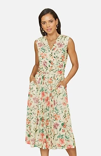 Yumi Women's Mesh Stretch Midi Dress With Pockets