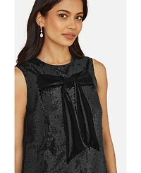 Yumi Women's Sequin Bow Tunic Shift Dress