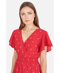 Yumi Women's Broderie Anglaise Wrap Midi Dress