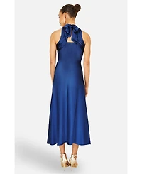 Yumi Women's Satin Halter Neck Midi Dress