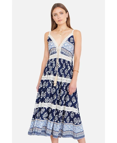 Yumi Women's Paisley Print Midi Sun Dress