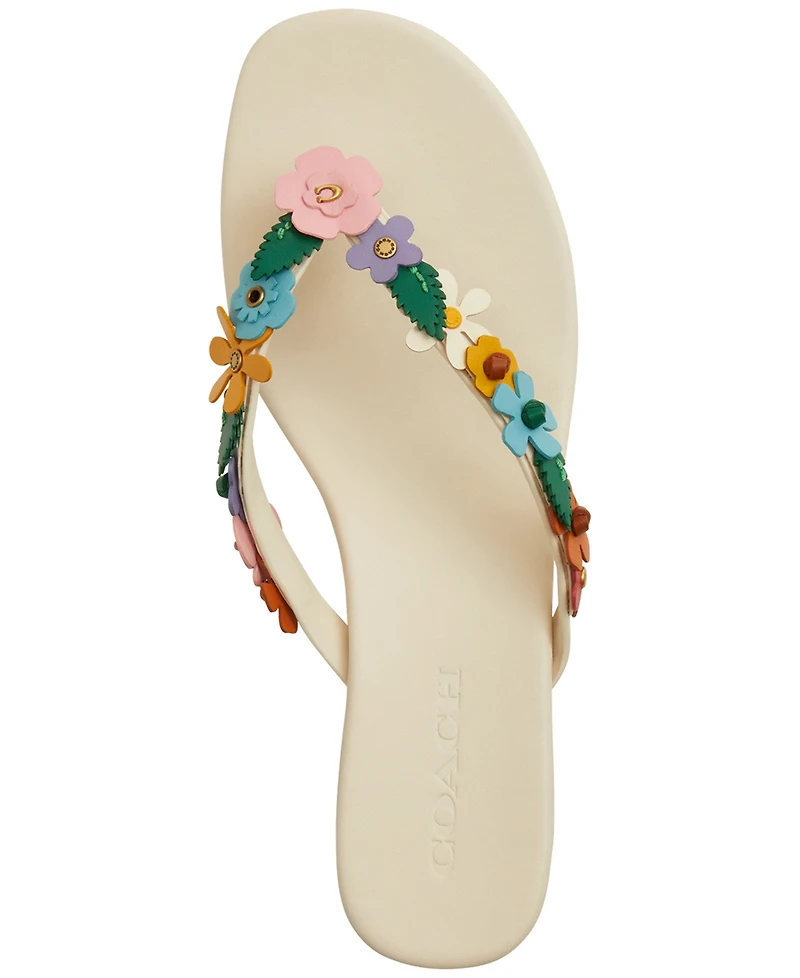 Coach Women's Tea Rose Kitten Heel Thong Sandals