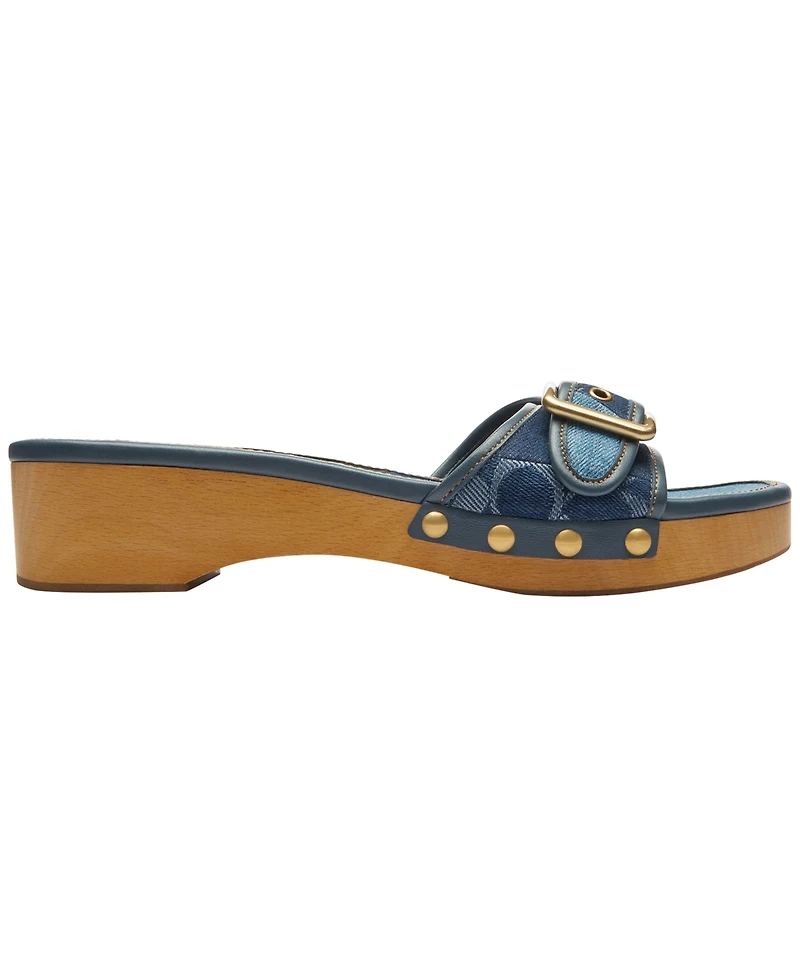 Coach Women's Margot Wooden Patchwork Slip-On Sandals