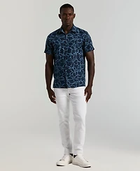 Perry Ellis Men's Floral Print Short Sleeve Linen Blend Shirt