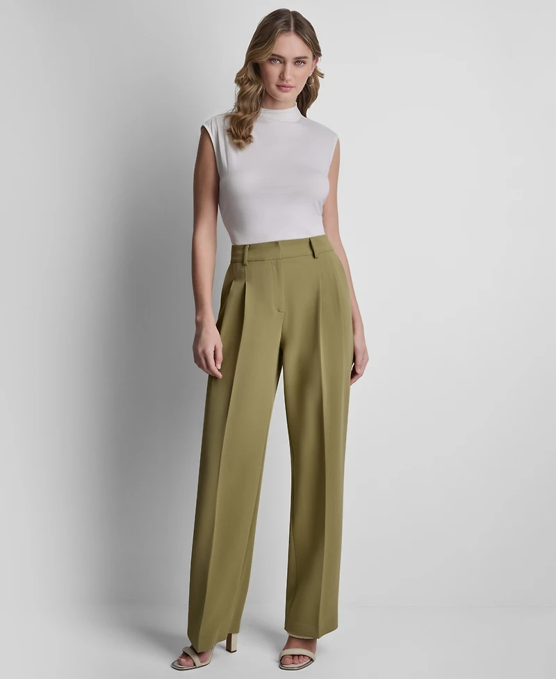Dkny Petite Textured Mid-Rise Trousers