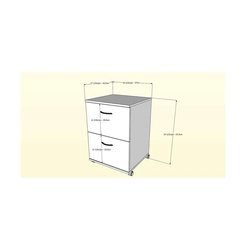 Nexera 2-Drawer Essentials Rolling Filing Cabinet