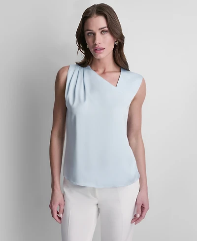 Dkny Women's Satin Asymmetric Neck Sleeveless Top