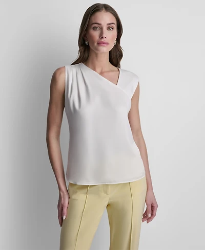 Dkny Women's Satin Asymmetric Neck Sleeveless Top