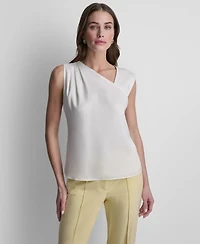 Dkny Women's Satin Asymmetric Neck Sleeveless Top