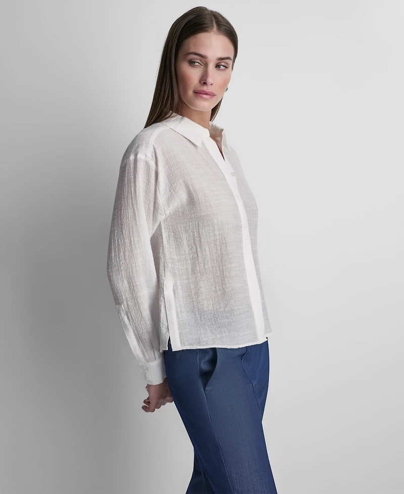 Dkny Women's Long-Sleeve Organza Top