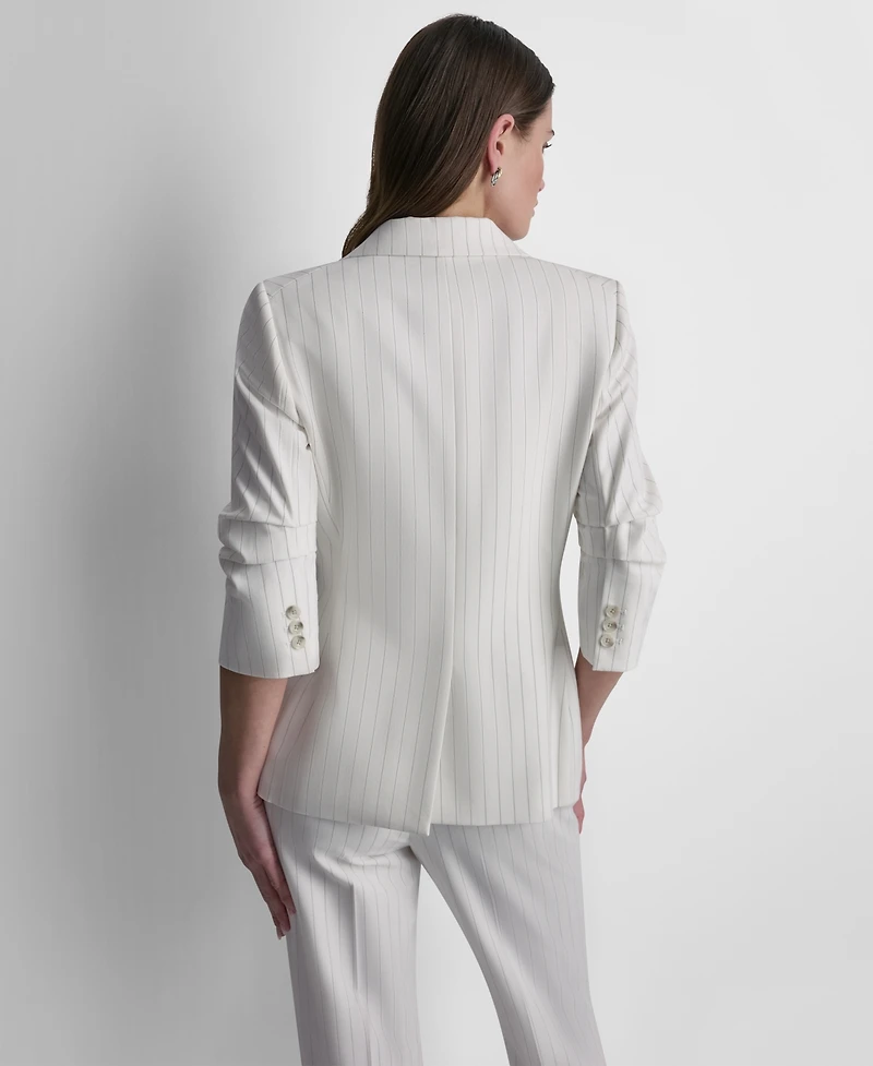 Dkny Women's Pinstripe One-Button Notch Collar Jacket