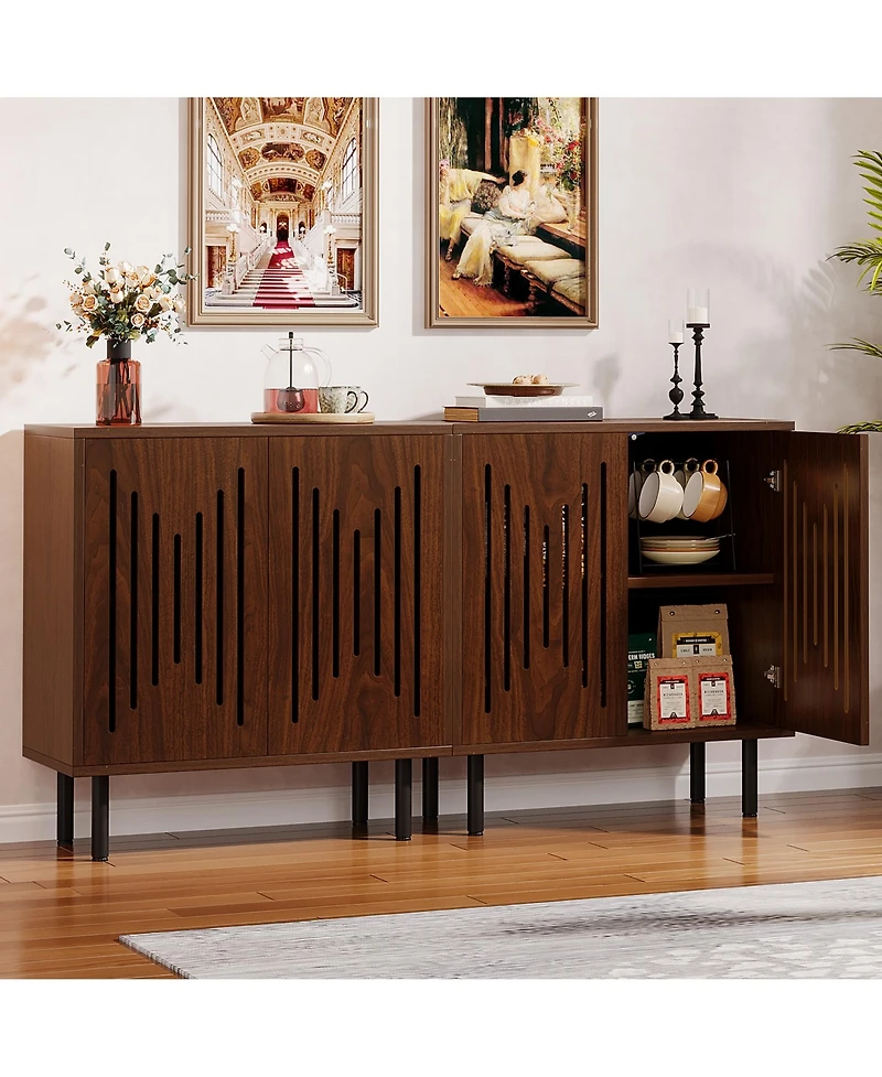 Tribesigns Sideboard Buffet Cabinet, Buffet Cabinet Sideboard Cabinet with Doors & Adjustable Shelves, Freestanding Accent Storage Cabinet