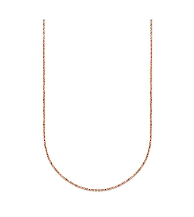 Curata Jewelry Solid 18k Rose Gold Italian Polished 1.1mm Cable Chain Necklace 16