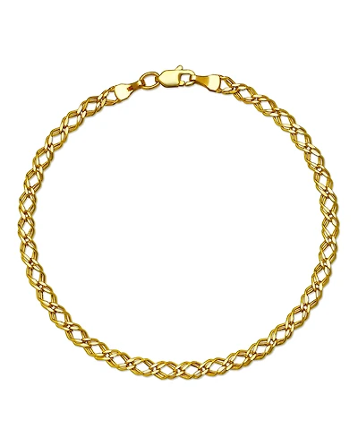 Macy's Diamond-Cut 3D Link Bracelet in 10k Two-Tone Gold