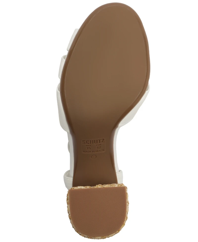 Schutz Women's Keefa Raffia High Block Dress Sandals
