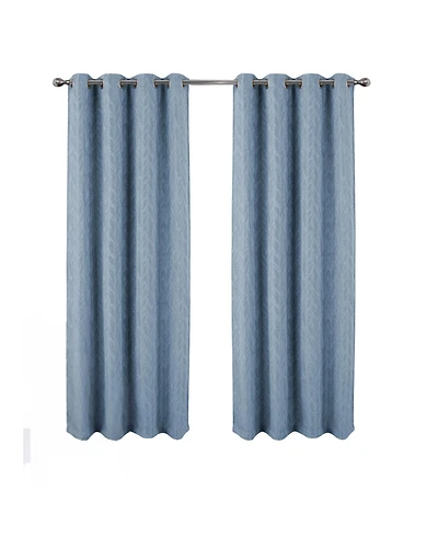 Rt Designers Collection 100% Polyester Reba Luxury Jacquard Blackout Grommet Curtain Panel 54" x 90" Wedgewood