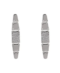 Laundry by Shelli Segal Silver Tone Linear Earrings with Pave Crystal Stone Accents