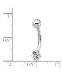 Curata Jewelry Solid 10k Yellow or White Gold 14g 5mm Round Cubic Zirconia Belly Ring Dangle