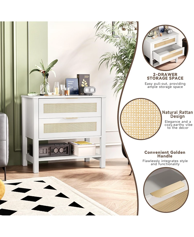 Rainsken Rattan Nightstand