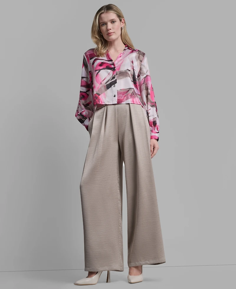 Dkny Women's Geometric Print Collared Shirt