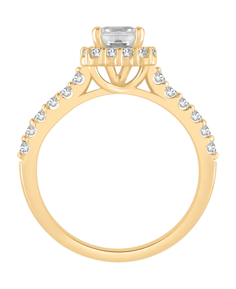 Macy's Certified Lab-Grown Diamond Halo Engagement Ring (1-1/2 ct. t.w.) in 14k Yellow Gold