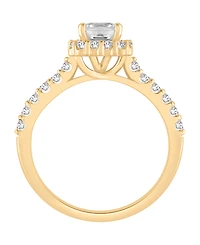 Macy's Certified Lab-Grown Diamond Halo Engagement Ring (1-1/2 ct. t.w.) in 14k Yellow Gold