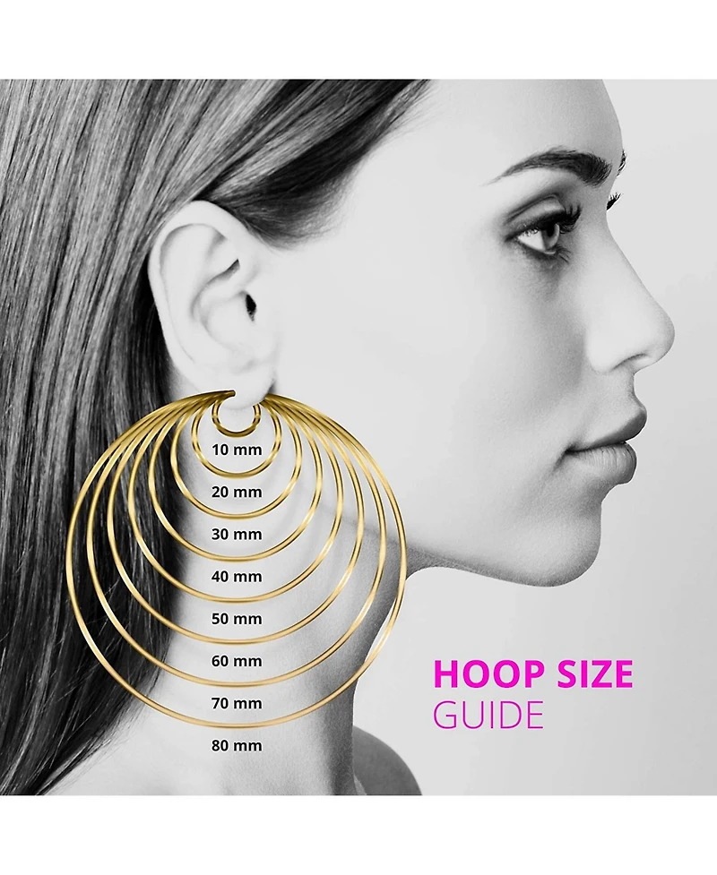 Curata Jewelry Solid 950 Platinum 2mm Classic Hoop Earrings 18mm