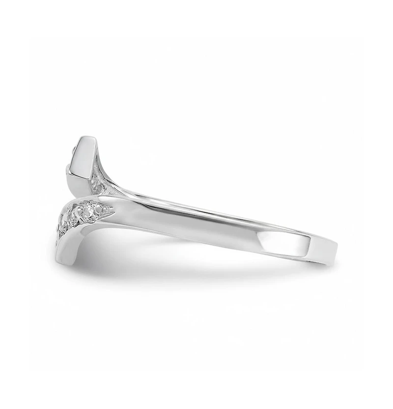 Curata Jewelry Solid 10K Gold Cubic Zirconia Adjustable Bypass Toe Ring