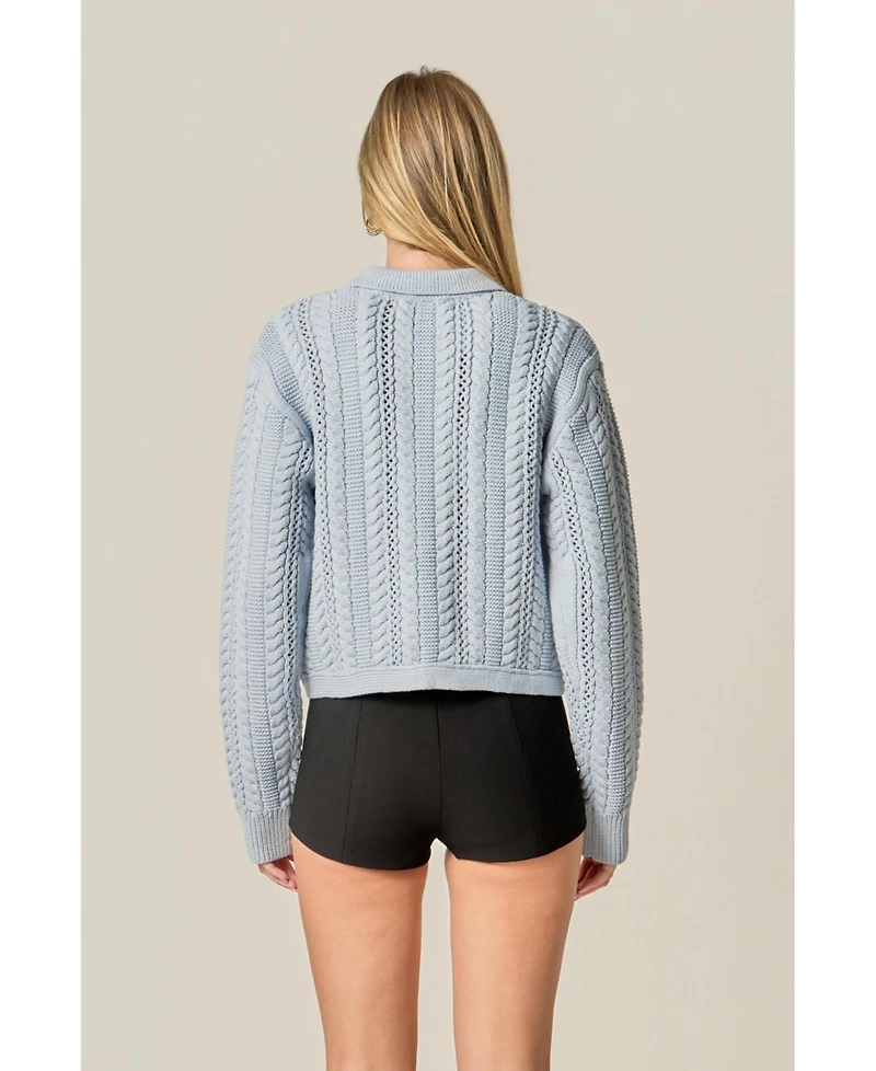 English Factory Women's Cable Bow Cardigan