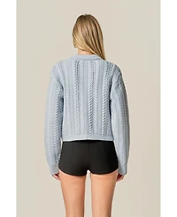 English Factory Women's Cable Bow Cardigan