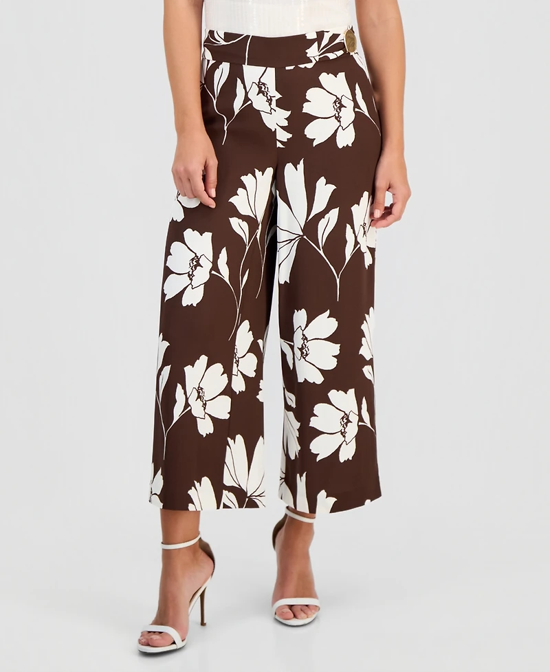 Anne Klein Petite Cropped Floral Print Pants