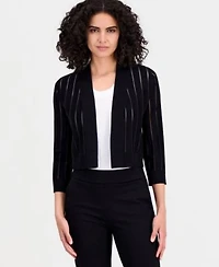 Anne Klein Womens Sheer Stripe 3 4 Sleeve Cardigan
