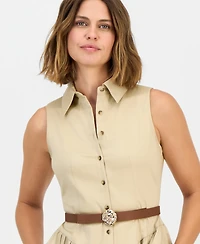 Anne Klein Women's Sleeveless Belted Shirtdress