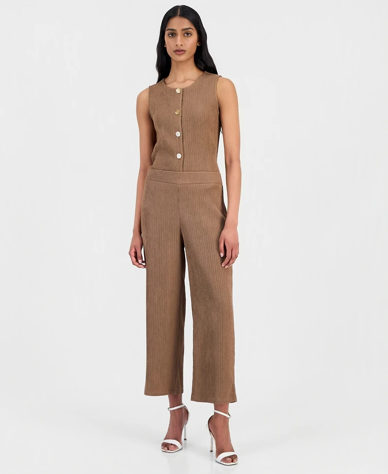 Anne Klein Women's Crinkle-Knit Pull-On Wide-Leg Pants