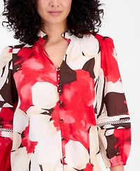 Anne Klein Petite V-Neck Button-Front Top