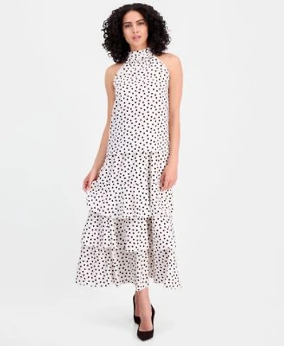 Anne Klein Womens Polka Dot Halter Top Polka Dot Pull On Tiered Skirt