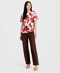 Anne Klein Women's Printed Flutter-Sleeve Top