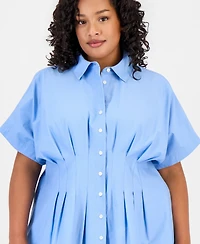 On 34th Trendy Plus Lotus Sprigs Cutwork Mini Shirtdress, Macy's Exclusive