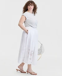 On 34th Trendy Plus Eyelet-Embroidered Midi Skirt, Macy's Exclusive