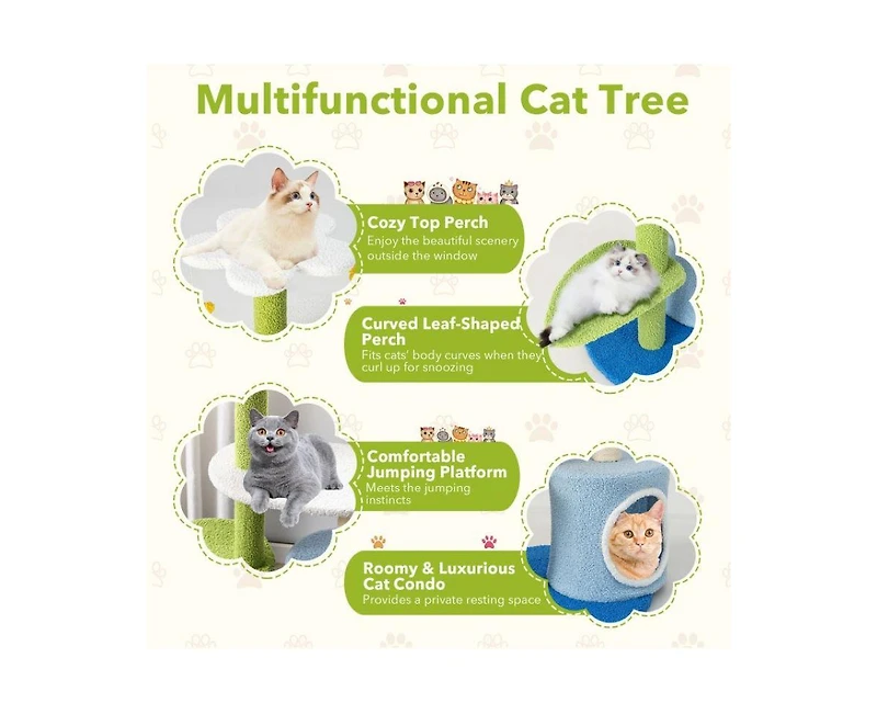 Aostirmotor Cat Tree with Sisal-Covered Scratching Posts, Indoor Tower for Climbing & Exercise