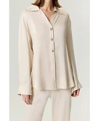 Nocturne Women's Belted Shirt with Statement Buttons